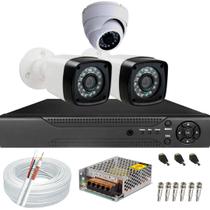 Kit cftv 3 câmeras de segurança Full hd dvr 4ch full hd 5x1
