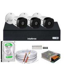 Kit Cftv 3 Cameras Full Hd Vhl 1220 Dvr Intelbras 3004c 5x1