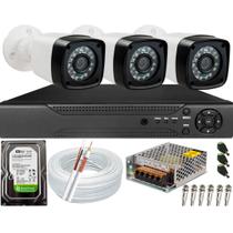 Kit Cftv 3 Câmeras Infravermelho Segurança 2mp 20m Dvr Full Hd 4 canais