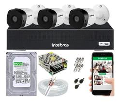 Kit Cftv 3 Câmeras Multi Hd 720p 1mp Dvr Intelbras Mhdx 1104