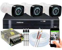 Kit Cftv 3 Cameras Segurança 1080p Full Hd Dvr Intelbras S/hd