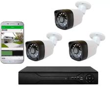 Kit cftv 3 Cameras Segurança 720p Full Hd Dvr Full Hd 4ch S/hd