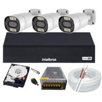Kit Cftv 3 Cameras Segurança Full Color 2mp 1080p Colorido Noite Dvr Intelbras 4ch Kit Cftv 3 Cameras Segurança Full Color 2mp 1080p Colorido Noite Dvr Intelbras 4ch