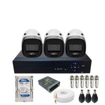 Kit Cftv 3 Câmeras Vhd 1220b Colorvu Intelbras, Dvr Alta Performance 4ch C/Hd 500gb
