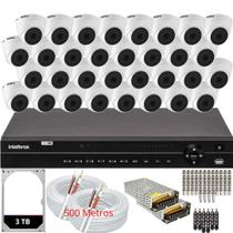 Kit Cftv 32 Câmeras de Segurança Intelbras Dvr 32 Canais MHDX 1232 Hd 3Tb Cabo 500m