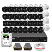 Kit Cftv 32 Câmeras Segurança Intelbras Dvr 32 Canais MHDX 1232 Com Hd 3tb+500M de cabeamento