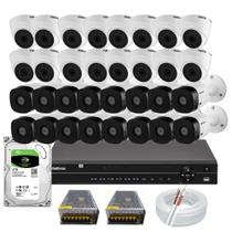 Kit Cftv 32 Câmeras Segurança Intelbras Dvr 32 Canais MHDX 1232 Com Hd 3tb