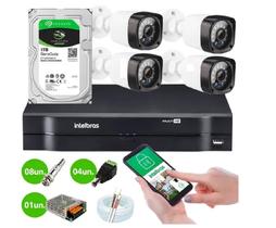 Kit Cftv 4 Camera Segurança Full Hd 1080p Dvr Intelbras 1tb Kit Cftv 4 Camera Segurança Full Hd 1080p Dvr Intelbras 1tb