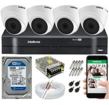 Kit Cftv 4 Câmera Segurança Intelbras Dome Ahd Dvr Mhdx 4ch