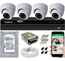 Kit Cftv 4 Câmera Segurança Intelbras Dome Ahd Dvr Mhdx