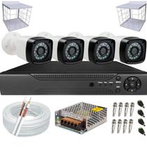 Kit Cftv 4 Câmeras 1080p infravermelho 2mp Dvr 4 canais 5x1