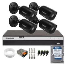 Kit Cftv 4 Cameras 1220 Bullet Black Full Hd + Dvr Mhdx 3104 C/Hd