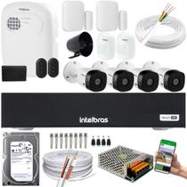 Kit cftv 4 Câmeras 1220B Dvr Intelbras + kit Alarme+ivp 2000+xas 4010 + HD 4tb