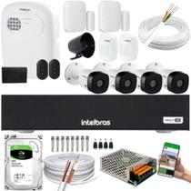Kit Cftv 4 Câmeras 1220B Intelbras + kit Alarme+xas 4010+ivp 2000 + HD 3tb