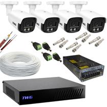 Kit cftv 4 cameras 2mp 20m imagens noturnas coloridas dvr 4 canais com ft 10a sem hd