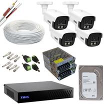 Kit cftv 4 cameras 2mp 20m imagens noturnas coloridas dvr 4 canais com hd 1tb