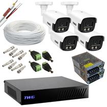 Kit cftv 4 cameras 2mp 20m imagens noturnas coloridas dvr 4 canais sem hd