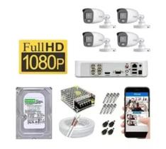 Kit Cftv 4 Câmeras Colorvu 1080p Dvr Hilook + Hd 500gb Full