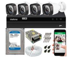 Kit Cftv 4 Câmeras de Segurança AHD 720p e Dvr Mhdx 1204 Intelbras C/Hd 1 Tb