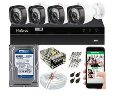 Kit Cftv 4 Câmeras de Segurança AHD 720p e Dvr Mhdx 1204 Intelbras C/Hd Kit Cftv 4 Câmeras de Segurança AHD 720p e Dvr Mhdx 1204 Intelbras C/Hd
