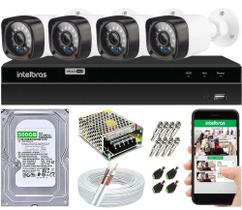 Kit Cftv 4 Câmeras de Segurança AHD 720p e Dvr Mhdx Full Hd Intelbras C/HD 500GB