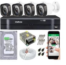Kit Cftv 4 Câmeras de Segurança AHD 720p e Dvr Mhdx Full Hd Intelbras C/HD 500GB Kit Cftv 4 Câmeras de Segurança AHD 720p e Dvr Mhdx Full Hd Intelbras C/HD 500GB