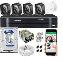 Kit Cftv 4 Câmeras de Segurança AHD 720p e Dvr Mhdx Full Hd Intelbras C/HD Kit Cftv 4 Câmeras de Segurança AHD 720p e Dvr Mhdx Full Hd Intelbras C/HD