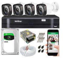 Kit Cftv 4 Câmeras de Segurança AHD 720p e Dvr Mhdx Full Hd Intelbras C/HD Kit Cftv 4 Câmeras de Segurança AHD 720p e Dvr Mhdx Full Hd Intelbras C/HD