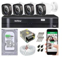 Kit Cftv 4 Câmeras de Segurança AHD 720p e Dvr Mhdx Intelbras C/HD 500GB Kit Cftv 4 Câmeras de Segurança AHD 720p e Dvr Mhdx Intelbras C/HD 500GB