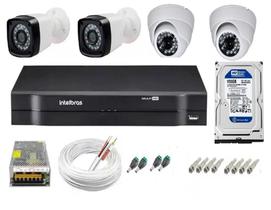 Kit cftv 4 cameras de segurança + dvr 4ch Intelbras full hd Promo + Hd