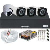 Kit cftv 4 câmeras de segurança Full hd 1 câmera dome e 3 bullet Dvr 4ch Intelbras full hd