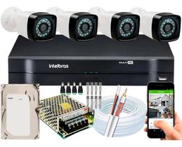 Kit Cftv 4 Câmeras de Segurança Full Hd 1080p 2mp Dvr Intelbras Mhdx Full Hd c/hd 500GB