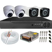 Kit cftv 4 câmeras de segurança Full Hd 2 câmeras dome e 2 câmeras bullet Dvr 4 canais Kit cftv 4 câmeras de segurança Full Hd 2 câmeras dome e 2 câmeras bullet Dvr 4 canais