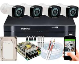 Kit Cftv 4 Câmeras de Segurança Full HD Dvr Intelbras Mhdx Full Hd c/hd Completo Kit Cftv 4 Câmeras de Segurança Full HD Dvr Intelbras Mhdx Full Hd c/hd Completo
