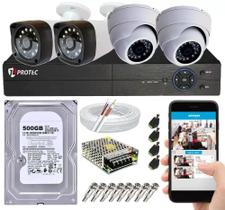 Kit Cftv 4 Câmeras De Segurança Hd 720p E Dvr 4 Canais Full hd App Xmeye C/ HD 500GB