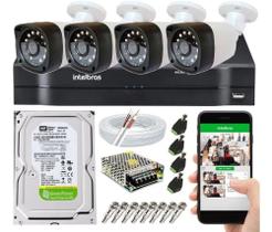 Kit cftv 4 câmeras de segurança hd e DVR mhdx Intelbras C/HD 500GB