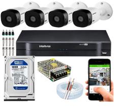 Kit Cftv 4 Câmeras De Segurança Intelbras Bullet IR 20 metros E Dvr Mhdx Multi Hd C/HD