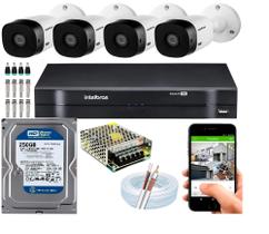 Kit Cftv 4 Câmeras De Segurança Intelbras Bullet IR 20 metros E Dvr Mhdx Multi Hd C/HD