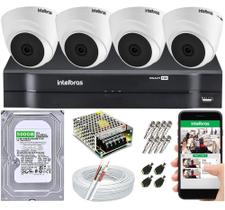Kit Cftv 4 Câmeras De Segurança Intelbras Dome IR E Dvr Mhdx 1104 Multi Hd
