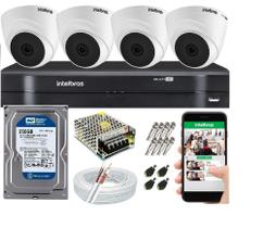 Kit Cftv 4 Câmeras De Segurança Intelbras Dome IR E Dvr Mhdx Multi Hd C/HD Kit Cftv 4 Câmeras De Segurança Intelbras Dome IR E Dvr Mhdx Multi Hd C/HD