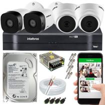 Kit Cftv 4 Câmeras De Segurança Intelbras HDCVI 1.0MP e Dvr 4 canais MHDX 1104 C/ HD 500GB