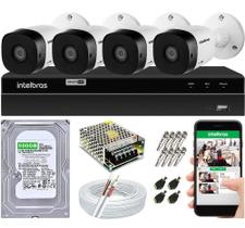 Kit Cftv 4 Câmeras De Segurança Intelbras Multi Hd 720p E Dvr Mhdx 1204 C/Hd 500GB Kit Cftv 4 Câmeras De Segurança Intelbras Multi Hd 720p E Dvr Mhdx 1204 C/Hd 500GB