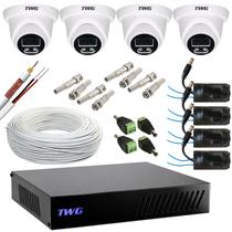 Kit cftv 4 cameras dome 2mp 20m imagens noturnas coloridas com dvr 4 e ft individual sem hd