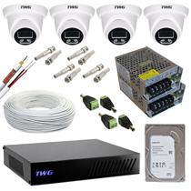 Kit cftv 4 cameras dome 2mp 20m imagens noturnas coloridas dvr 4 canais com hd 1tb