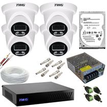 Kit cftv 4 cameras dome 2mp 20m imagens noturnas coloridas dvr 4 canais com hd
