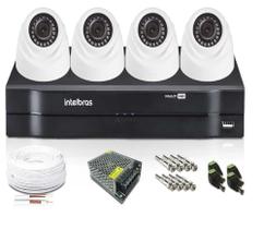 Kit Cftv 4 Câmeras DomeS 720p Dvr Intelbras 4 Canais S/Hd