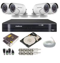 KIT CFTV 4 CÂMERAS HILOOK Full Hd 1080p 2mp + DVR INTELBRAS MHDX 4 CANAIS + HD - ALTA DEFINIÇÃO