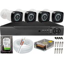 Kit Cftv 4 Câmeras Infravermelho Segurança 1080p 20m Dvr Full Hd 4 Canais