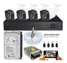 Kit Cftv 4 Câmeras Infravermelho Segurança e Vigilancia Ahd 20m Dvr Full Hd 4 Ch c/ Hd - Citrox