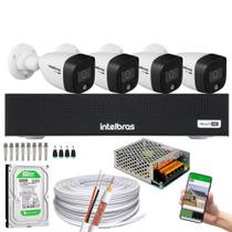 Kit Cftv 4 Câmeras Intelbras 1080p Colorido A Noite Mhdx 3004-C Kit Cftv 4 Câmeras Intelbras 1080p Colorido A Noite Mhdx 3004-C